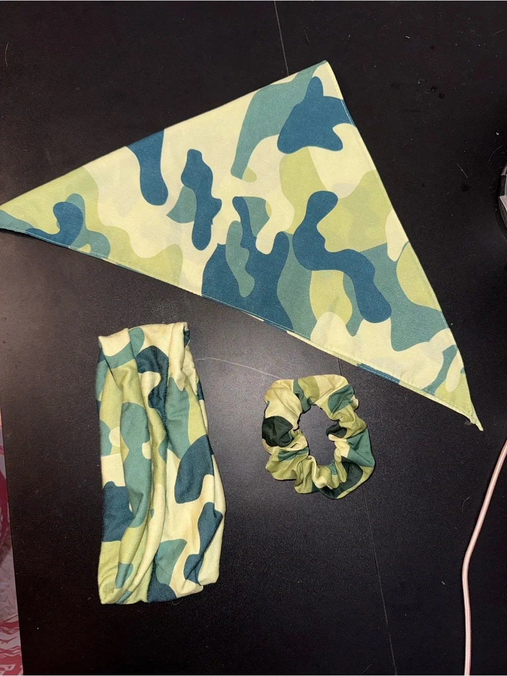 Matching pet bandana and mom headband and scrunchie